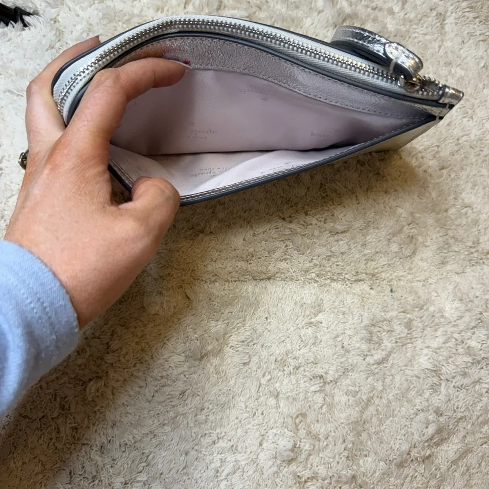 Kate Spade Metallic Medium Zip Wristlet Lunar Light